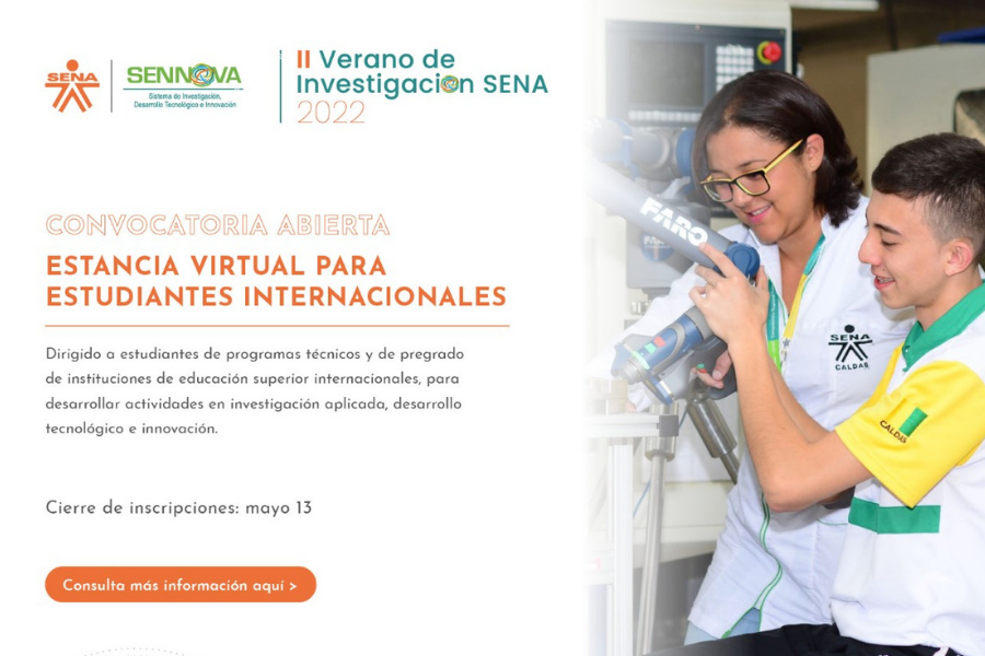  CONVOCATORIA ESTUDIANTES INTERNACIONALES MODALIDAD VIRTUAL: VERANO DE INVESTIGACIÓN APLICADA SENA